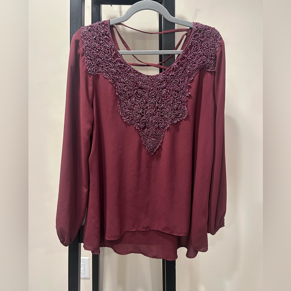 14.  Charlies Red Embellished Relaxed Blouse